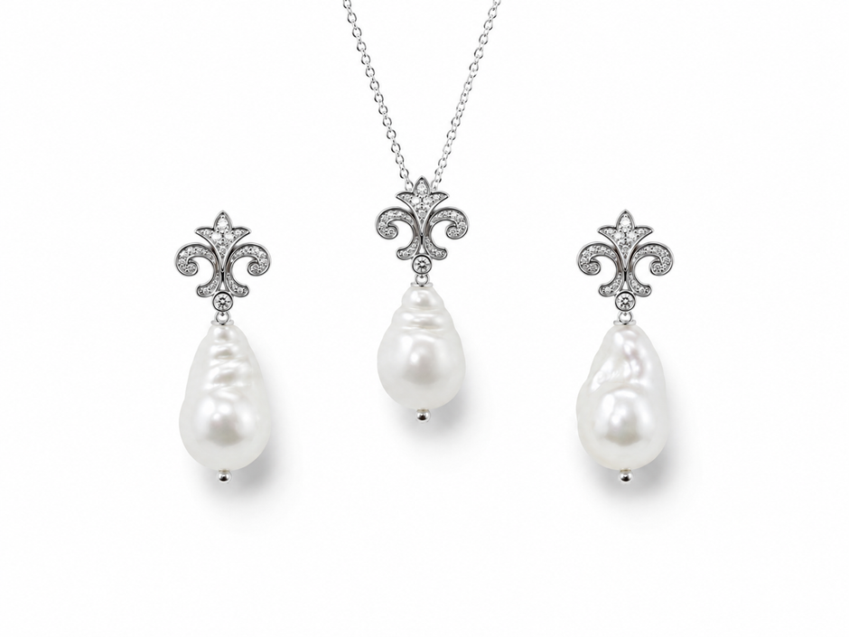 Fresh Water Pearl Baroque Alloy Pendant With Stainless Steel Chain