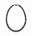 Fresh Water Pearl 8-8.5mm Dyed Black Enhanced Strand Stainless Steel Hook Necklace