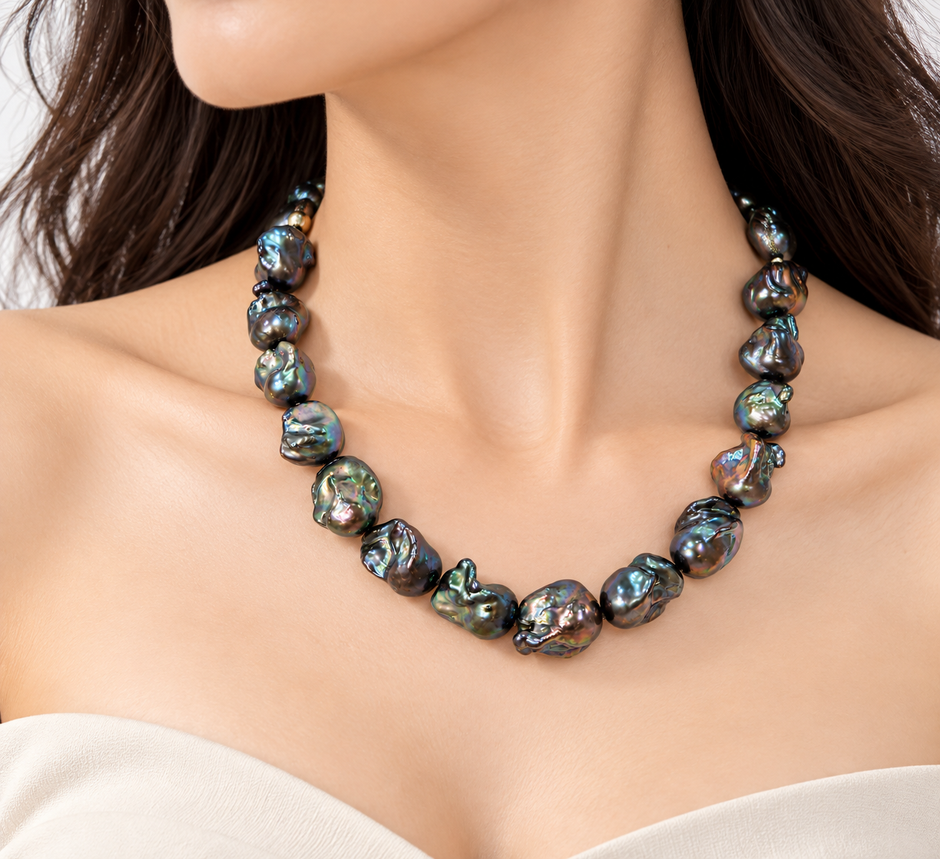 Fresh Water Pearl Baroque 12-14mm Dyed Color Enhanced Necklace