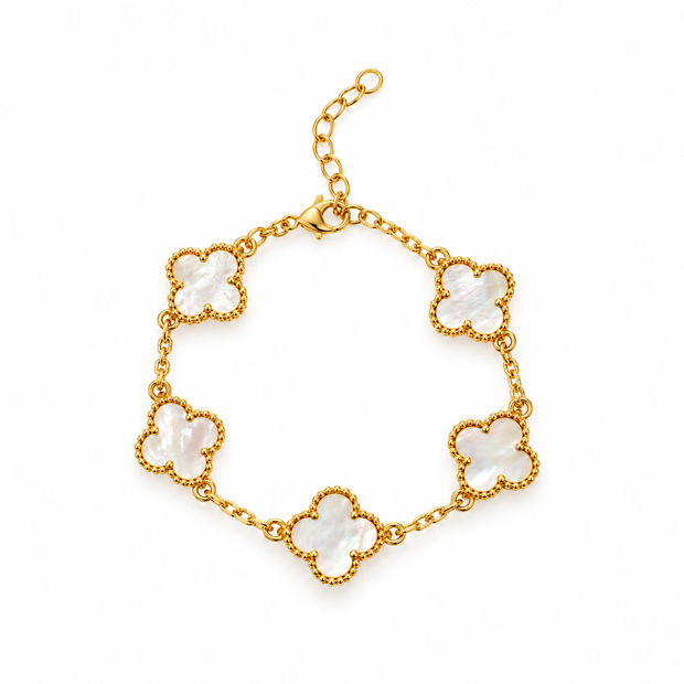 Mother Of Pearl Clover Links Zinc Alloy Bracelet