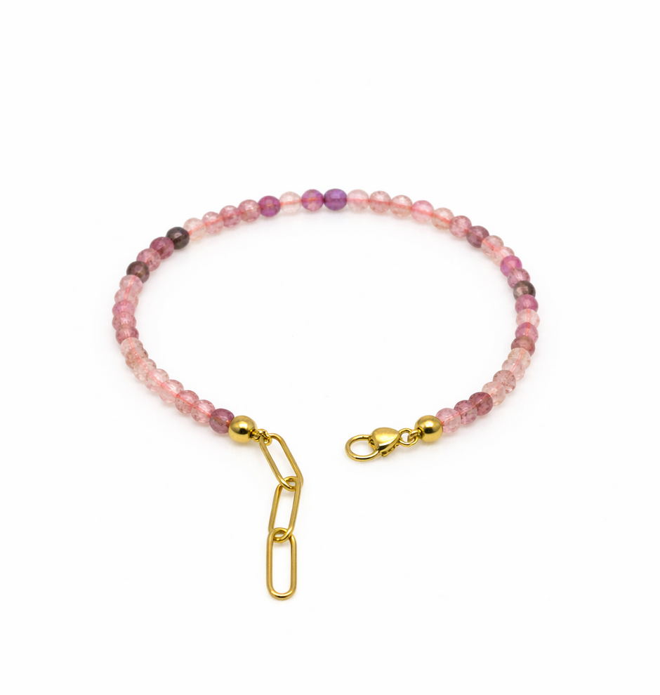Super Seven Faceted 3-3.5mm With Stainless Steel Hook Bracelet