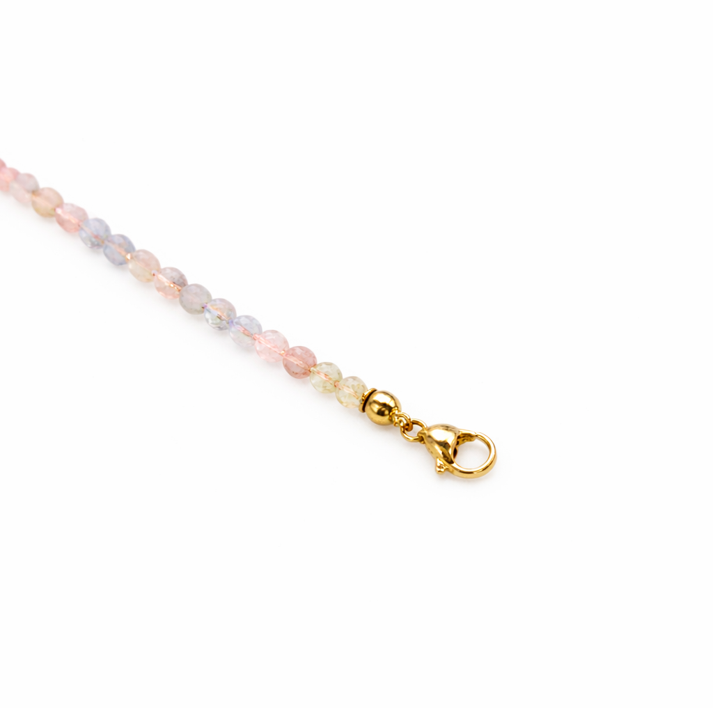 Morganite Faceted 3-3.5mm With Stainless Steel Hook Bracelet
