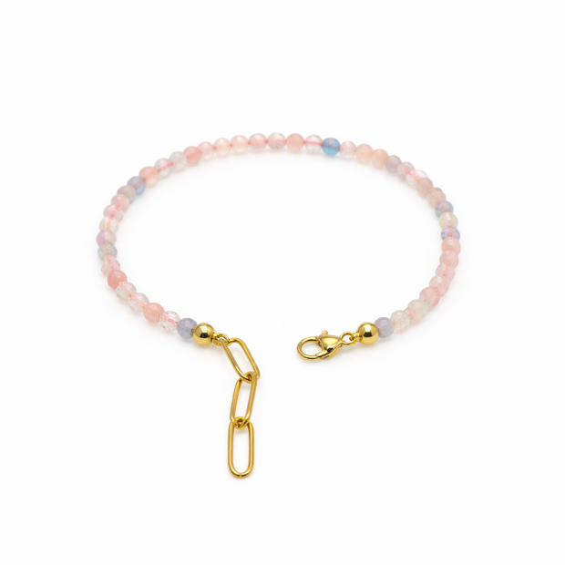 Morganite Faceted 3-3.5mm With Stainless Steel Hook Bracelet