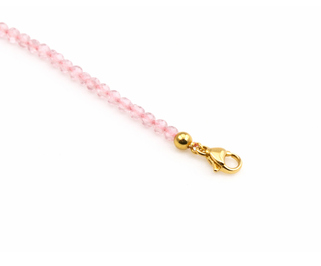 Rose Quartz Faceted 3mm With Stainless Steel Hook Bracelet