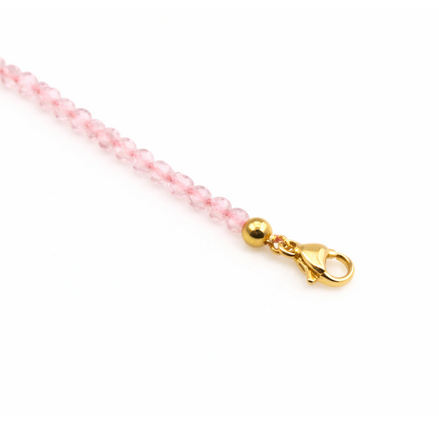 Rose Quartz Faceted 3mm With Stainless Steel Hook Bracelet