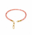 Pink Strawberry Quartz Faceted 3-3.5mm With Stainless Steel Hook Bracelet