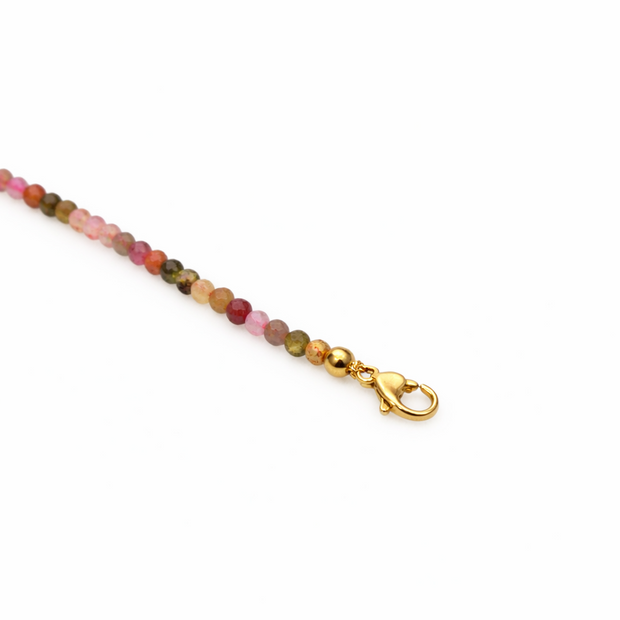 Mix Tourmaline Faceted 3-3.5mm With Stainless Steel Hook Bracelet