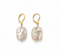 Fresh Water Flat Keshi Pearl Alloy Clip back Earring