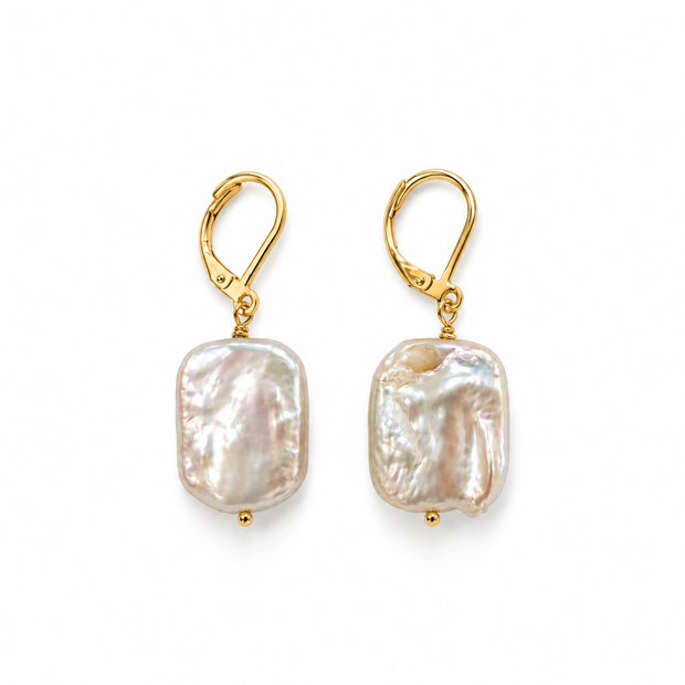 Fresh Water Flat Keshi Pearl Alloy Clip back Earring