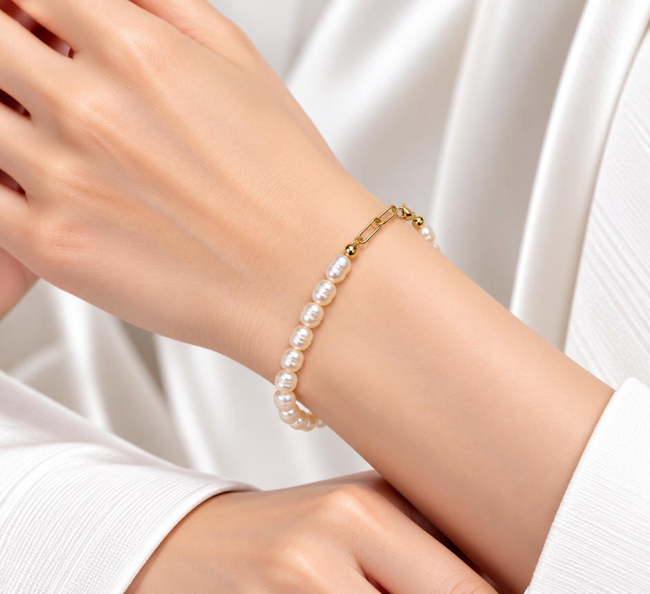 Fresh Water Pearl Rice 4-4.5MM Strand Bracelet