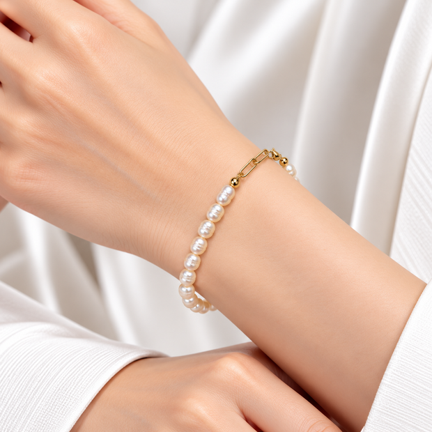 Fresh Water Pearl Rice 4-4.5MM Strand Bracelet