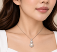 Fresh Water Pearl Double Zirconia Alloy Pendant With Stainless Steel Chain Necklace