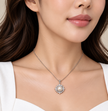 Fresh Water Pearl Starburst Zirconia Alloy Pendant With Stainless Steel Chain Necklace