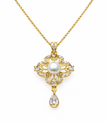 Fresh Water Pearl Zirconia Clover Pendant With Stainless Steel Chain Necklace