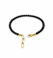 Black Spinel Round 4-4.5mm With Stainless Steel Hook Bracelet