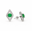 Green Quartz 10.5x17mm Marquise With Zirconia Zinc Alloy Earring