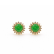 Green Quartz 12.5MM Round Sunflower With Zirconia Zinc Alloy Earring