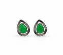 Green Quartz 10.5x13.5mm Teardrop With Zirconia Zinc Alloy Earring
