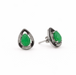 Green Quartz 10.5x13.5mm Teardrop With Zirconia Zinc Alloy Earring