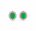 Green Quartz 12x14mm Teardrop With Zirconia Zinc Alloy Earring