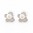 Fresh Water pearl 7-7.5mm butterfly zinc alloy earring 12.5x15mm