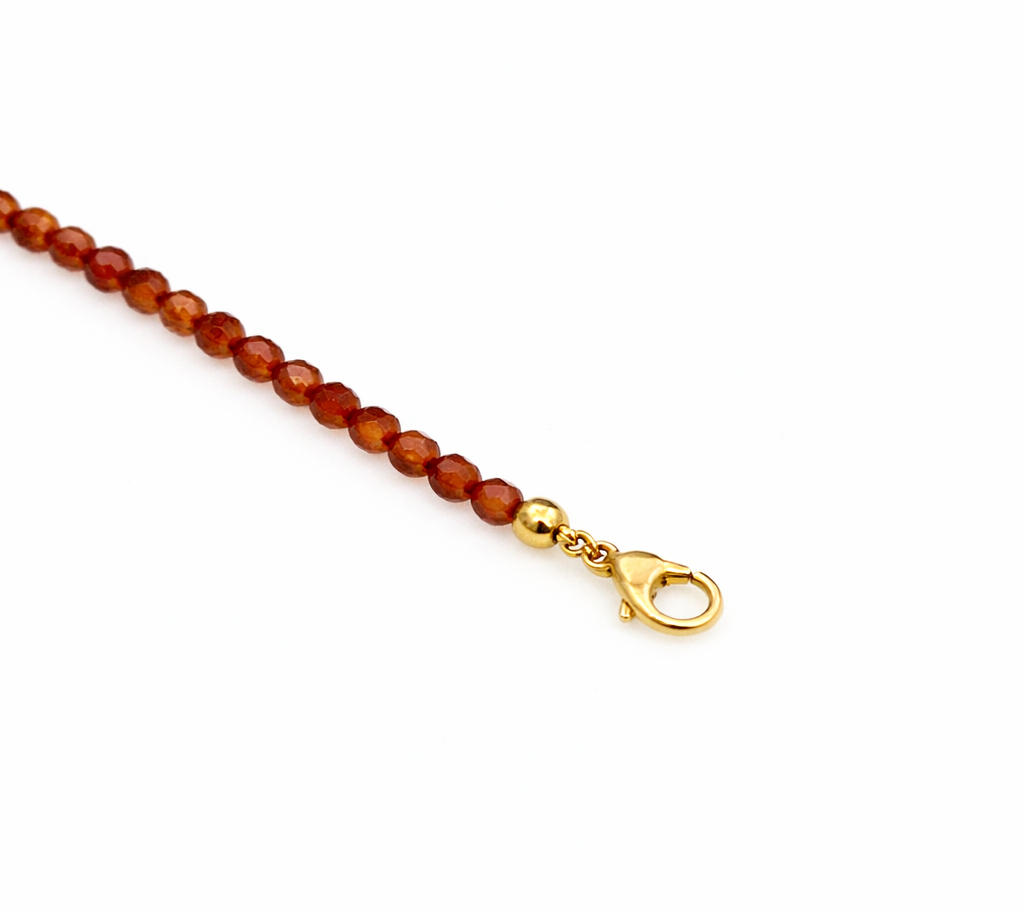Hessonite Garnet Faceted 3.5-4mm With Stainless Steel Hook Bracelet