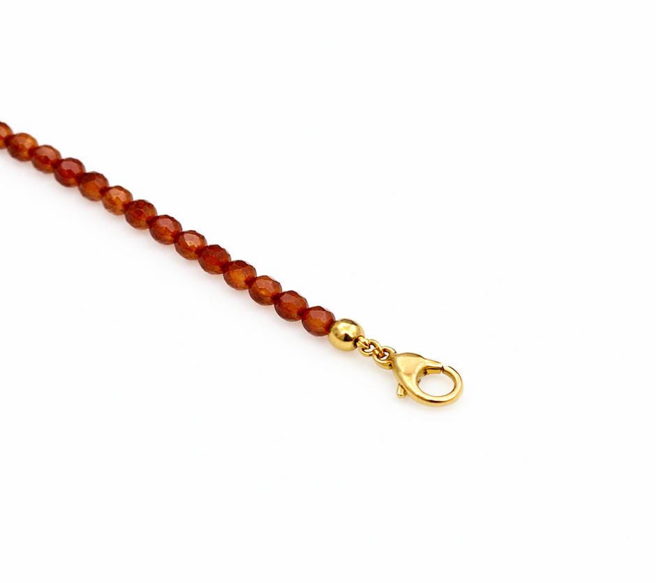 Hessonite Garnet Faceted 3.5-4mm With Stainless Steel Hook Bracelet