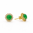 Green Quartz 12.5MM Round Sunflower With Zirconia Zinc Alloy Earring