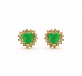 Green Quartz 13.5x13.4mm Heart With Zirconia Zinc Alloy Earring