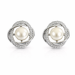 Fresh water pearl 7-7.5mm orbit  with zirconia zinc alloy earring 14.5x16mm