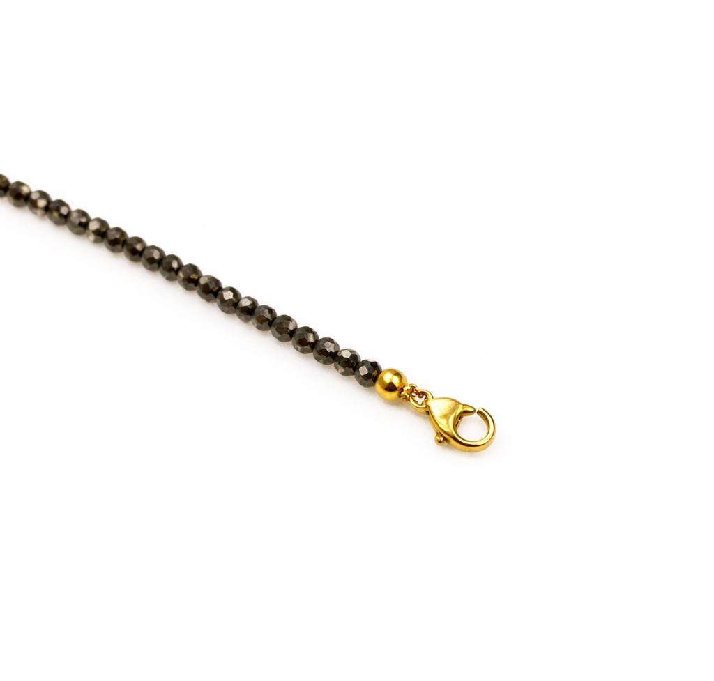 Pyrite Faceted 3-3.5mm With Stainless Steel Hook Bracelet