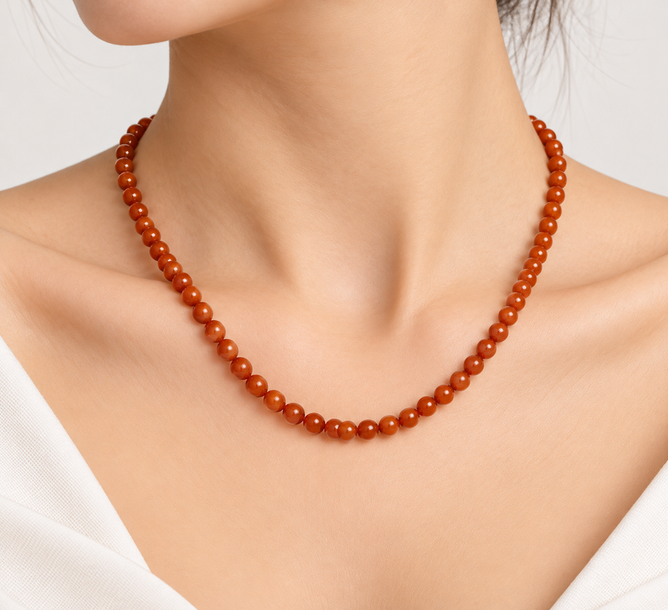 Red Treated Jade 5.5-6mm Strand Necklace