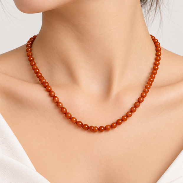 Red Treated Jade 5.5-6mm Strand Necklace