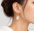 Fresh Water Flat Keshi Pearl Alloy Clip back Earring