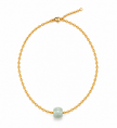 A Grade Jade Barrel Single With Stainless Steel Chain Necklace