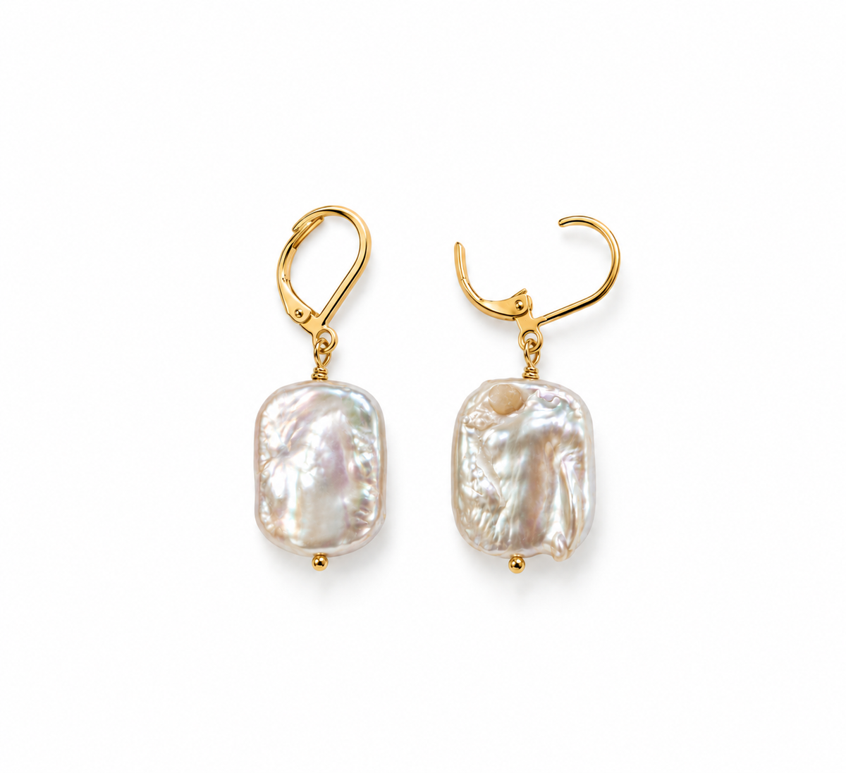Fresh Water Flat Keshi Pearl Alloy Clip back Earring