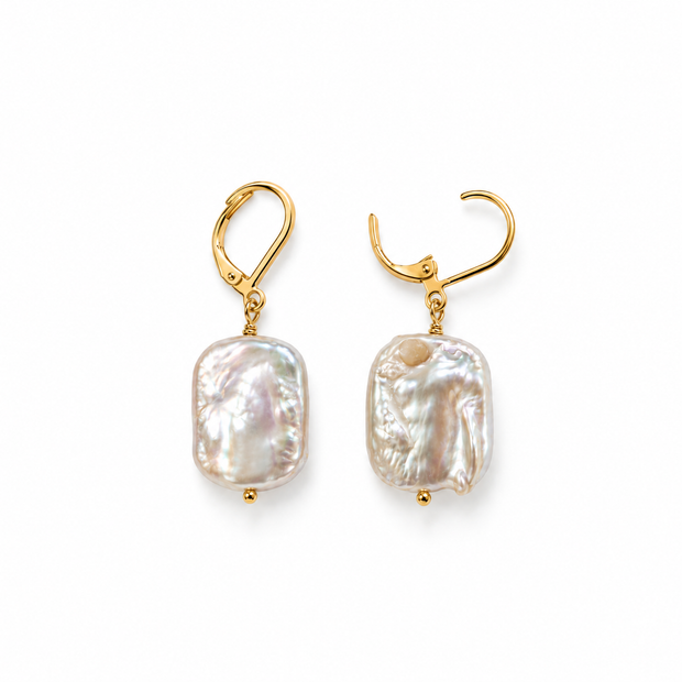 Fresh Water Flat Keshi Pearl Alloy Clip back Earring
