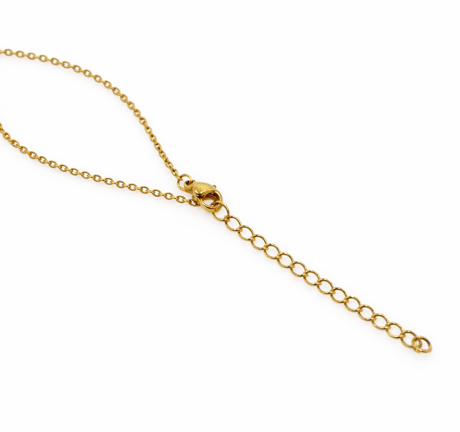 Stainless Steel T Bar Cubic Zirconia Pendant With Chain