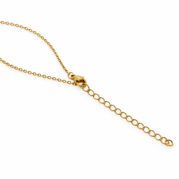 Stainless Steel T Bar Cubic Zirconia Pendant With Chain