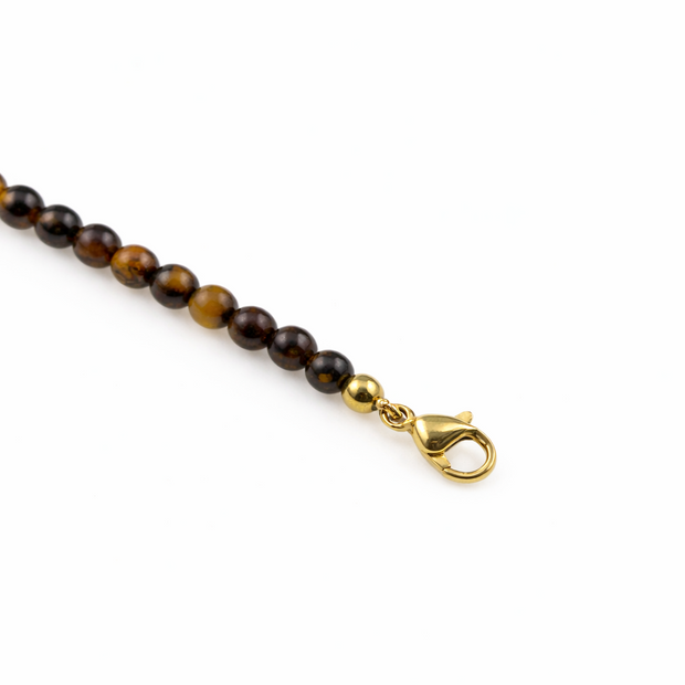 Tiger Eye Round 4.5-5mm With Stainless Steel Hook Bracelet