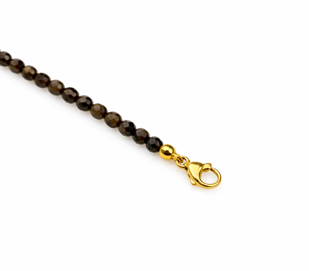 Golden Obsidian Faceted 3-3.5mm With Stainless Steel Hook Bracelet