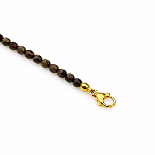 Golden Obsidian Faceted 3-3.5mm With Stainless Steel Hook Bracelet