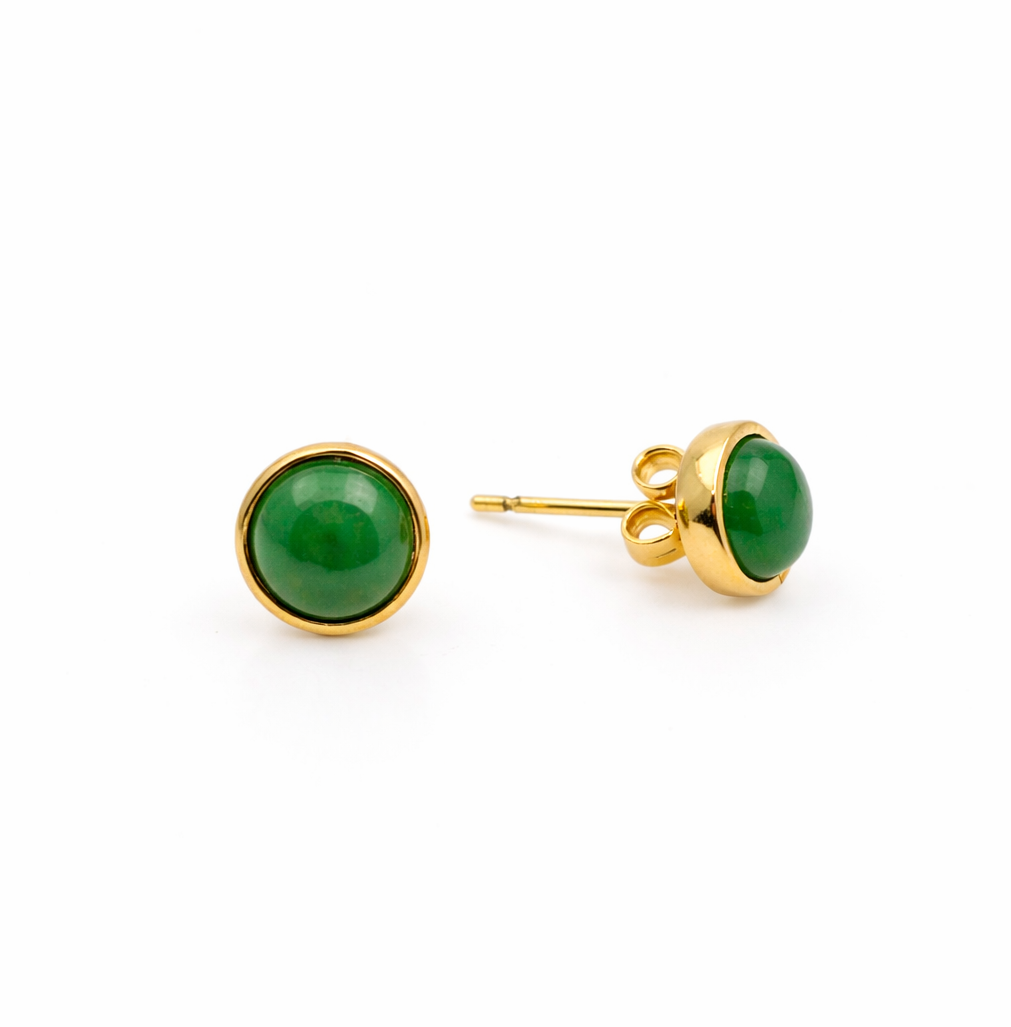 Green Quartz 7.5MM Round Zinc Alloy Earring