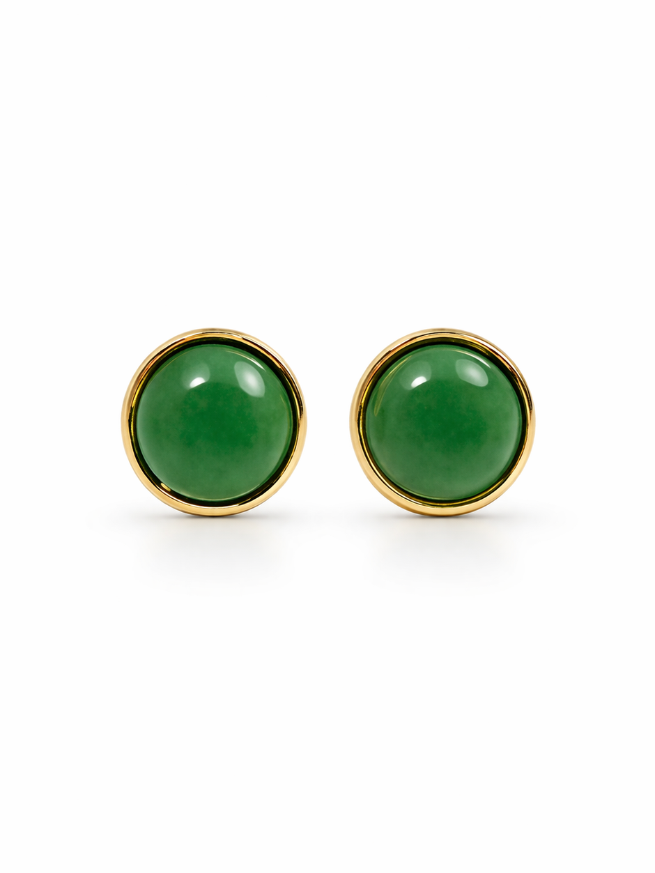 Green Quartz 7.5MM Round Zinc Alloy Earring