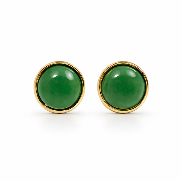 Green Quartz 7.5MM Round Zinc Alloy Earring
