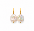 Fresh Water Flat Keshi Pearl Alloy Bar Earring