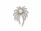 Fresh Water Pearl Zircon Starburst Brooch