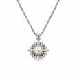 Fresh Water Pearl Starburst Zirconia Alloy Pendant With Stainless Steel Chain Necklace