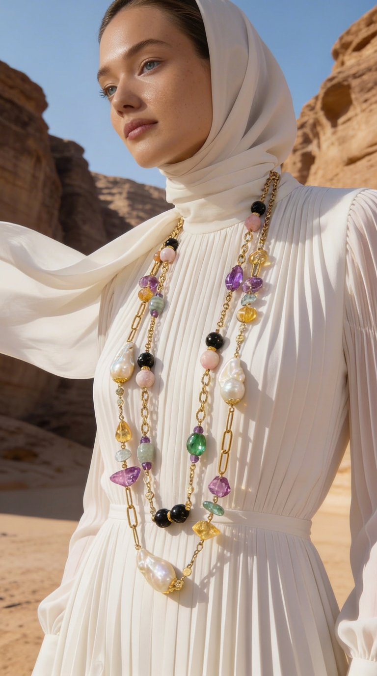 Black Agate Kunzite A Jade Amethyst Stainless Steel Links Necklace