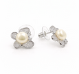 Fresh Water pearl 7-7.5mm butterfly zinc alloy earring 12.5x15mm